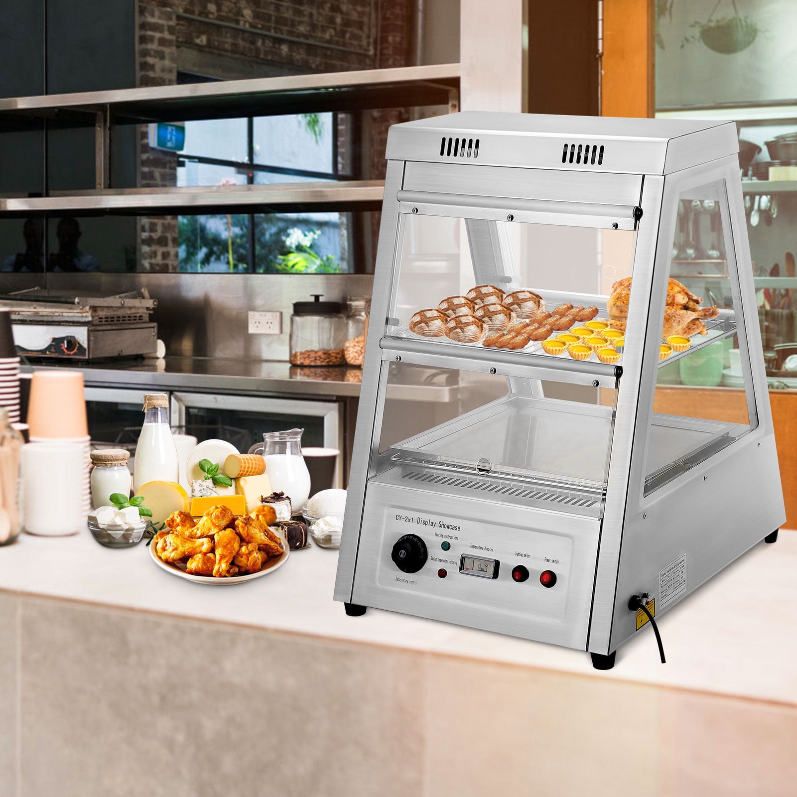 PHOGEO Commercial Food Warmer Countertop Pizza Warmers Display Pastry Patty Warmer Case for