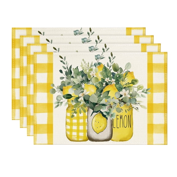 Sm:)e Lemon Summer Placemats 4 Pack 12x18 Inch