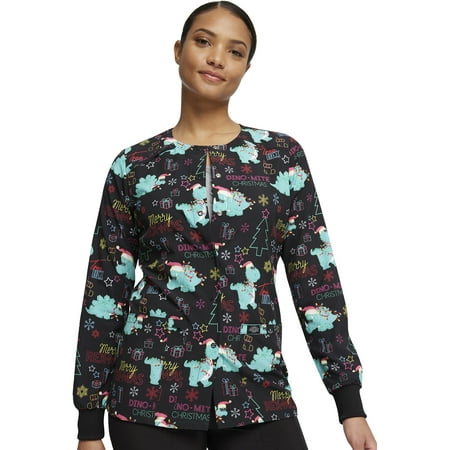 

Dickies EDS Warm Up Scrubs Jacket For Women Snap Front DK309 S Merry Rex-mas