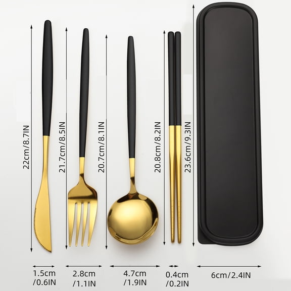 Stainless Steel Cutlery Set With Storage Box 4 Counts Portable Tableware Set For Home Kitchen Dining Room Household Tableware