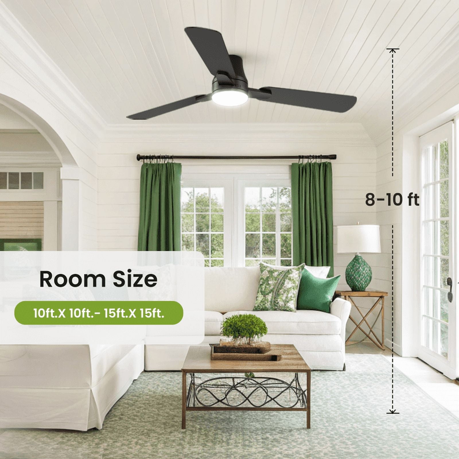 42" Modern Ceiling Fans with Light - 6 Speed, Remote Control, Reverse Airflow, LED Bulb, Flush Mount for Bedroom Living Room