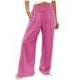 thumbnail image 2 of Dwellite Women Palazzo Pants Summer Flowy Wide Leg High Waist Lounge Trousers with Pockets Casual Beach Vacation Pant Hot Pink 2XL, 2 of 8
