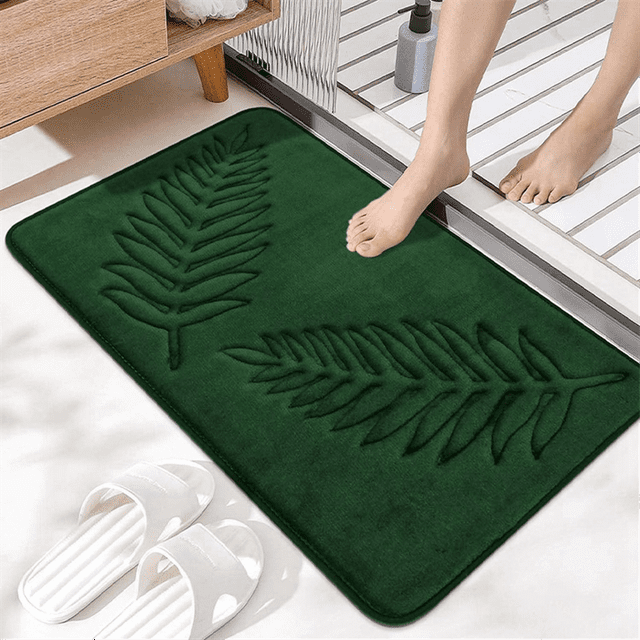 Memory Foam Bath Rugs Leaf Bath Mat Non-Slip Strong Water Absorbent Microfiber Bath Mat Rug Water Absorbent Bath Rugs C