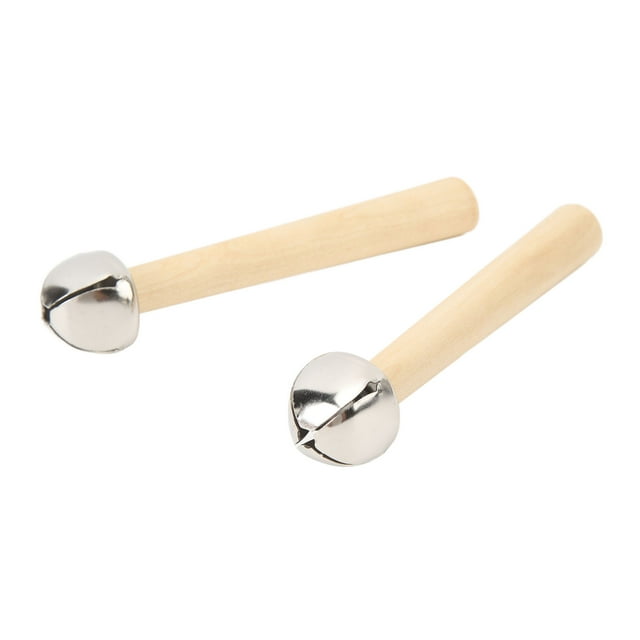 Orff Hand Bells, Manche en Bouleau 2PCS 12cm Jouet de Percussion en Bois pour les Rassemblements de Vacances