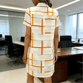 thumbnail image 6 of Women's Plus Size Linen Blend Short Sleeve Dresses Solid Color Loose Shirt Collar Casual Dress, 6 of 6