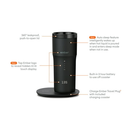 Ember - Travel Mug 2+, 12 oz, Temperature Control Smart Travel Mug - Black