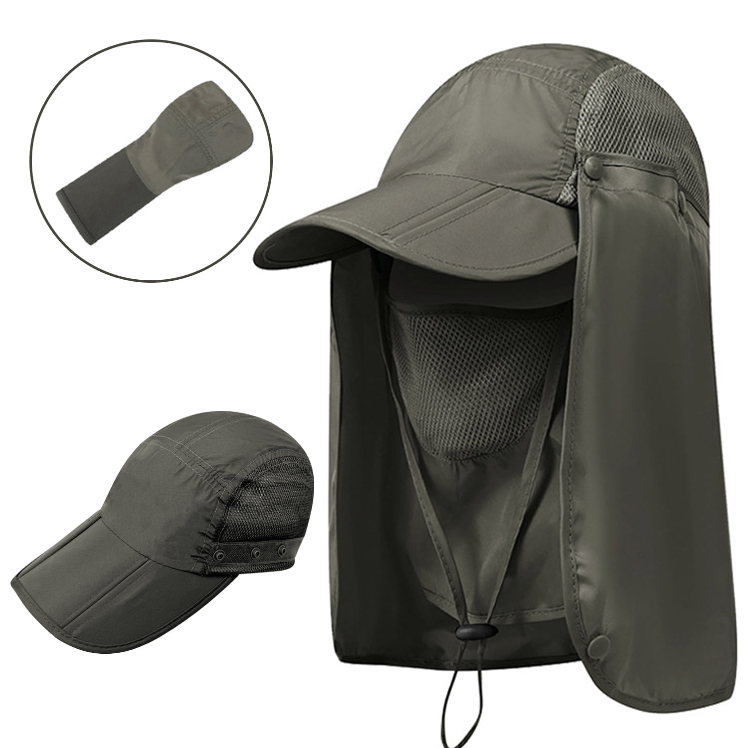 EMEM UPF 50+ Sun Hat With Detachable Neck Flap & Face Cover - Lightweight, Quick-Dry For Fishing, Hiking - View #12