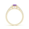 thumbnail image 2 of ANGARA Natural Emerald-Cut Amethyst Halo Ring in 14K Yellow Gold for Women (Size-7x5mm) | February Birthstone, Birthday, Anniversary, Jewelry Gift for Women | Natural Amethyst Ring, 2 of 9