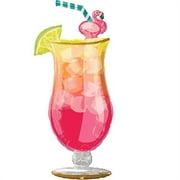 Anagram Let's Flamingle Tropical Drink Flamingo 41" Super Shape Foil Balloon, Pink Green