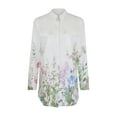 thumbnail image 4 of Pntutb Women's Casual Long Sleeve Floral Flower Print Irregular Shirt Tops Clothes, 4 of 6