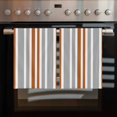 thumbnail image 2 of Orange Grey Stripes Kitchen Towels Set of 3, Water Absorbent Dish Towel, Simple Striped Lines Minimalist Modern Decorative Hand Towels - Quick Drying Cloth for Cooking Baking, 18x28 Inch, 2 of 8
