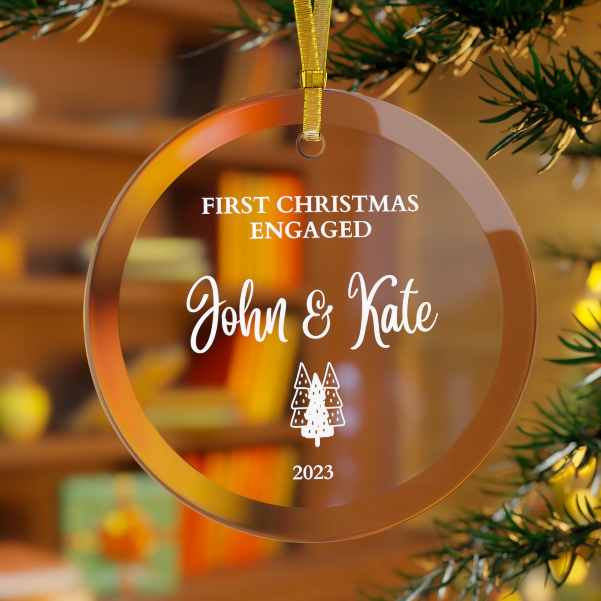 Personalized Proposal Glass Christmas Ornament with Custom Names and Year, Engagement Gift, Proposal Keepsake and Christmas Tree Decor for Couples, Partners, Wedding Planning or Holiday Celebrations