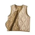 thumbnail image 4 of ZACPNCV Girls Solid Color Bodywarmer Puffer Vest Kids Lightweight Sleeveless Button Soft Comfort Trendy Fall Winter Tops Khaki 14-15 Years, 4 of 7