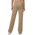 thumbnail image 5 of pstuiky Womens Pants Dressy Casual, Solid Color Athletic Long Straight Leg Drawstring High Waisted Outfits for Vacation with Pockets Fashion Workout Clothes Khaki M, 5 of 9