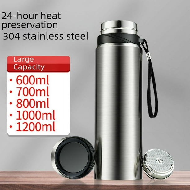 Vaso de agua Smart Business recto de gran capacidad de 1200 ml con tapa y aislamiento simple de acero inoxidable 304