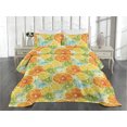 thumbnail image 2 of Ambesonne Citrus Quilted Coverlet 3 Pcs, Summer Slices of Lime Print, King Size, Yellow Marigold and Green, 2 of 4