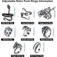 thumbnail image 2 of 8 Piezas Anillos Punk Vintage Dragón Serpiente Pulpo Retro Anillo Ajustable Abierto Conjunto de Anillo de Apertura Ajustable Estilo Punk, 2 of 5