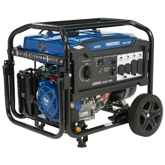 Powerhorse Portable Generator, 9500 Surge Watts, 7500 Rated Watts, 120/240V, Dual-Fuel, Electric Start, CO Shutdown