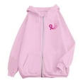 thumbnail image 6 of Bovemsi Sweatshirt for Women Breast Cancer Awareness Hoodies Ribbon Graphic Full Zip Up Oversized Fleece Jackets Clothes Zip Up Hoodie, 6 of 7