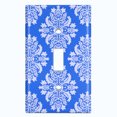 thumbnail image 2 of Metal Light Switch Plate Outlet Cover (Victorian Damask Flower Blue Pattern - Single Toggle), 2 of 2