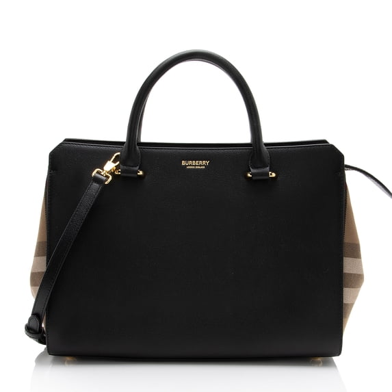 Pre-Owned Burberry Leather Nova Check Banwell Tote