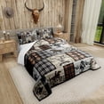 thumbnail image 2 of Erosebridal Western Bedding Sets Full Cowboy Comforter Set Western Bed Set Horse Cow Print Bedding Set Country Farmhouse Buffalo Plaid Check Quilt Duvet Brown Black Grey Bedroom Decor 3 Pcs, 2 of 6