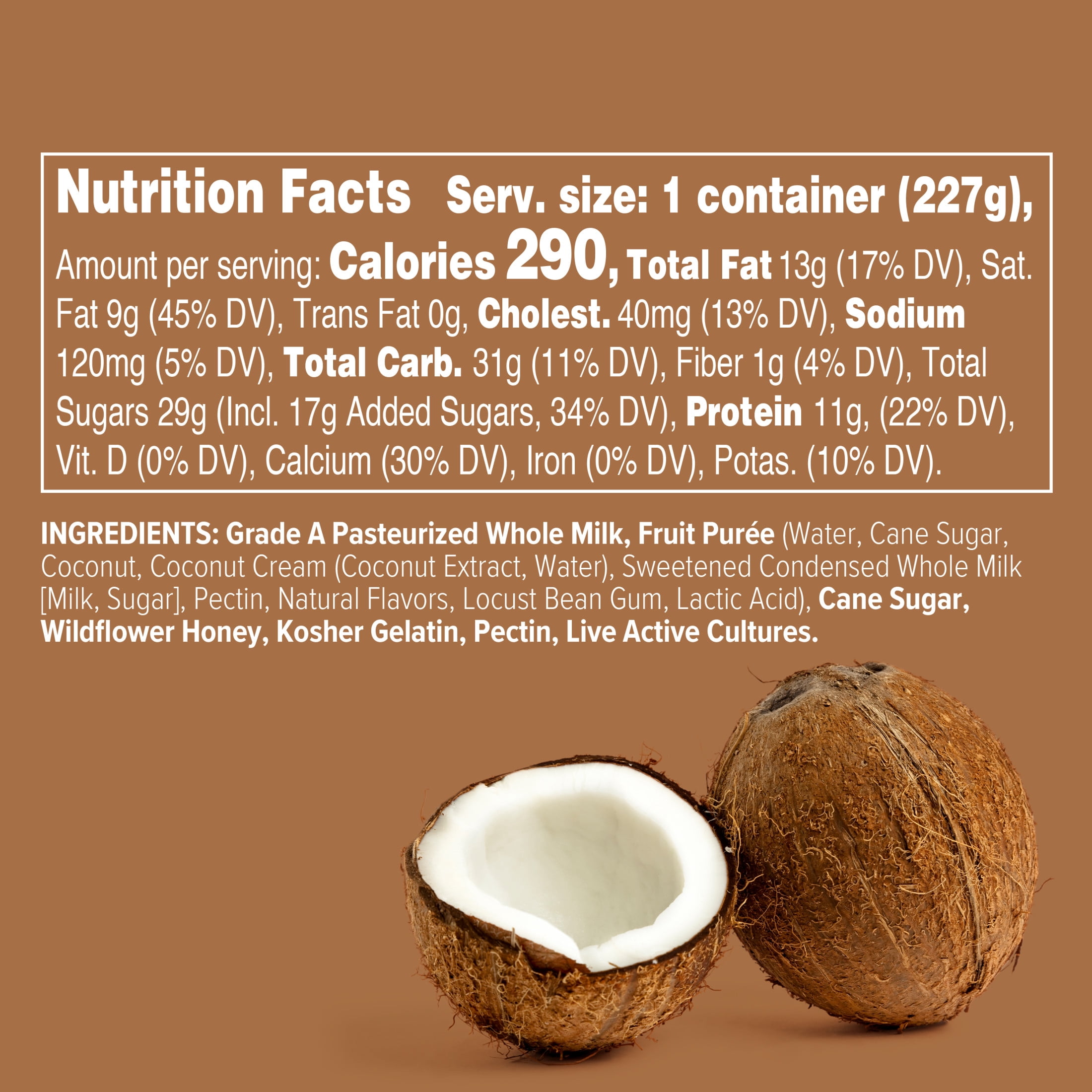 Noosa Yoghurt, Whole Milk Yogurt, Velvety Smooth & Creamy, Coconut, 8 oz Tub