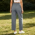 thumbnail image 4 of Women's Cargo Hiking Pants Casual Daily Cargo Pants Drawstring Solid Color Sports Wide Leg Baggy Loose Elastic Drawstring Pants With Multiple Pockets, 4 of 9