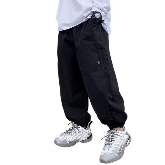SJLDQY Boys' Cargo Pants Athletic Straight leg Baggy Pants for Boys Solid Color Casual Joggers with Pockets