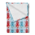 thumbnail image 2 of Octopus Soft Flannel Fleece Throw Blanket, Heart Shapes Love Themed Marine Inspired Animal Pattern Happy, Cozy Plush for Indoor and Outdoor Use, 60" x 80", Dark Coral Pale Blue, by Ambesonne, 2 of 5