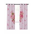thumbnail image 7 of Pink Floral Valentines Blackout Curtains for Bedroom, Spring Flowers Leaves Botanical Thermal Insulated Kitchen Drapes with Grommets, Light Blocking Window Treatment, 2 Panels 52" x 72", 7 of 7