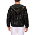 thumbnail image 3 of Chaqueta de lentejuelas INSPIRE CHIC para hombre, con mangas largas, cierre de cremallera, chaqueta con lentejuelas brillantes metálicas, talla XL, negra, 3 of 6