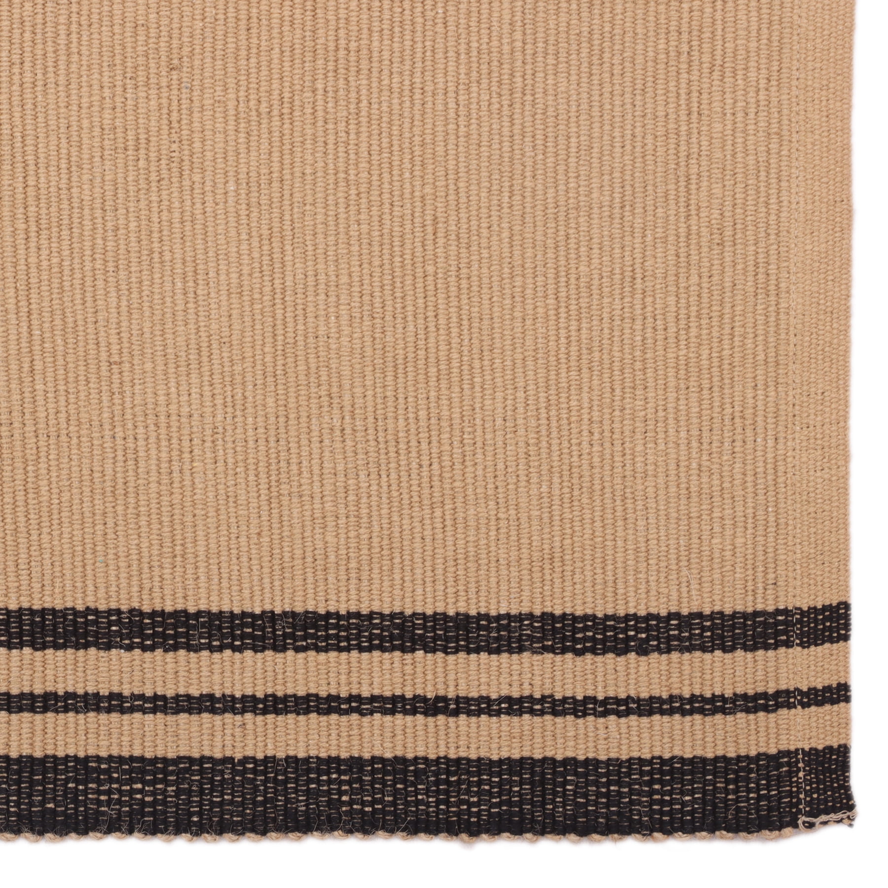Mainstays Handwoven Woven Stripes Runner Rug, Black and Beige, 22" x 72" Antiskid Backing