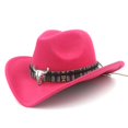 thumbnail image 1 of Chapeau de Cowboy Western Unisexe avec Franges Rose Rouge, 1 of 4