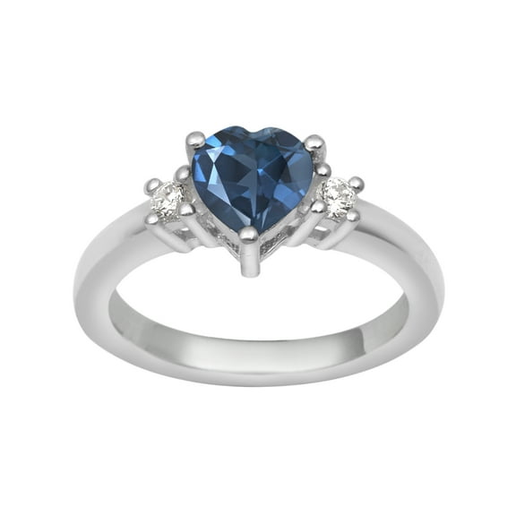 8MM Heart Shape London Blue Topaz Solitaire 925 Sterling Silver Women Valentines Day Gifts Ring
