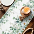 thumbnail image 3 of Green Eucalyptus Leaves Table Runner - 108 Inch Long Summer Botanical Watercolor Daisy Cotton and Linen Blended Dress Scarves Farmhouse Table Runner for Kitchen Dining, Coffee Table, 13" x 108", 3 of 8