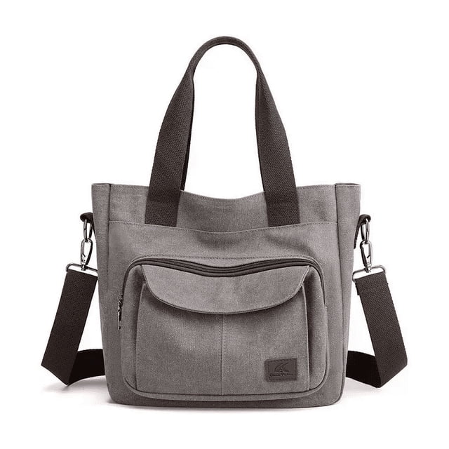 Bolsa Moderna Y Urbana De Lona De Gran Capacidad Para Mujer Gris Cafe