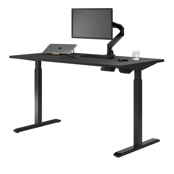 Desky Single Sit Stand Desk - Black / Black