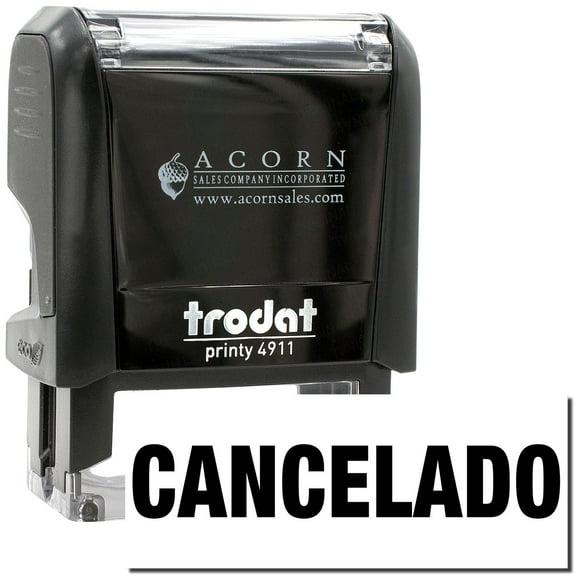 Self-Inking Cancelado Stamp, Trodat Printy 4911, Press and Print Stamping, Impression Size 5/8" x 1-1/2", Up to 10,000 Impressions - Black Ink