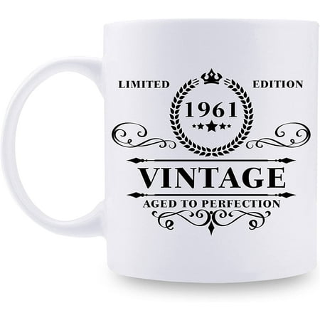 

1961 Birthday Gifts for Women Men - 1961 Vintage 11 oz Coffee Mug - Great 1961 Birthday Gifts for Grandpa Grandma Dad Mom Friend Sister Brother Coworker