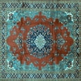thumbnail image 1 of Ahgly Company Indoor Square Medallion Light Blue Traditional Area Rugs, 5' Square, 1 of 4