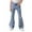 Blue, variant on QHFBli Girls Jeans Flare/Bell Bottom Bow Jeans for Teen High Waist Cute Stretch Tween Denim Pants
