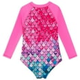 thumbnail image 3 of GYRATEDREAM Toddler Baby Girl One Piece Swimsuit Kids Mermaid Zipper Long Sleeve Swimwear Girls UPF Sun Proction Rash Guard Bathing Suit for 4-12 Years, 3 of 8