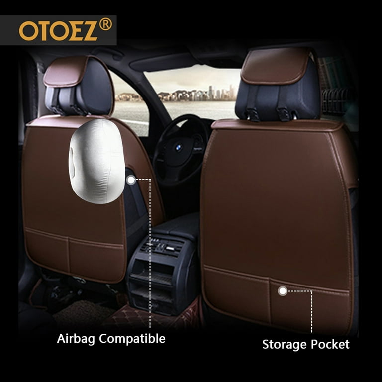 OTOEZ Car Seat Covers Deluxe Leather 5-Seats Front Rear Full Set Cushion  Pad Universal Fit