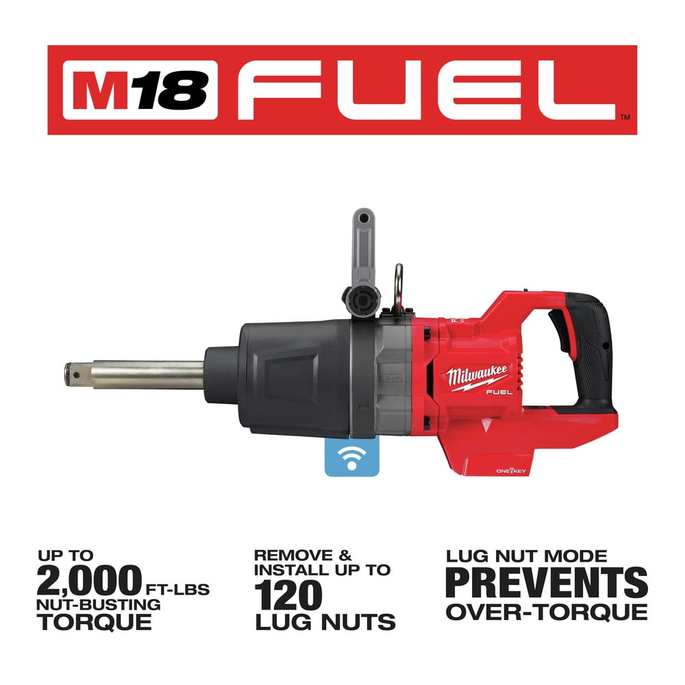 Milwaukee 2869-20 M18 FUEL 18V Lithium-Ion Brushless Cordless 1 in. Impact Wrench Extended Reach D-Handle (Tool-Only)