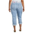 Alivia Ford Women's Plus Size Roll Cuff Denim Capri Jeans with Printed