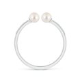 thumbnail image 2 of Angara Two Stone Freshwater Cultured Pearl Open Stackable Ring in 14K White Gold for Women (Ring Size = 6), 2 of 9