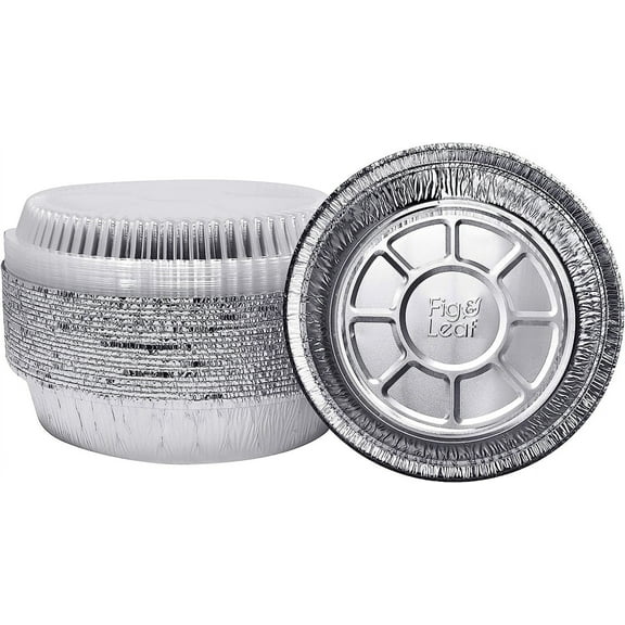 (240 Pack) Premium 8-Inch Round Foil Pans with Plastic Dome Lids l Heavy Duty l Disposable Aluminum Tin for Roasting, Baking, or Cooking