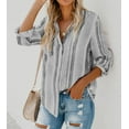 thumbnail image 1 of Women's Gray Sweet Enough Striped Button Down Top, 1 of 7