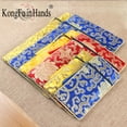 thumbnail image 2 of Retro Scripture Bag Double-layer Thickened Ethnic Dragon Pattern Rich Flower Zipper Jewelry Bag Brocade Buddhist Scripture Bags Red rich flower Blue 24x34cm, 2 of 6